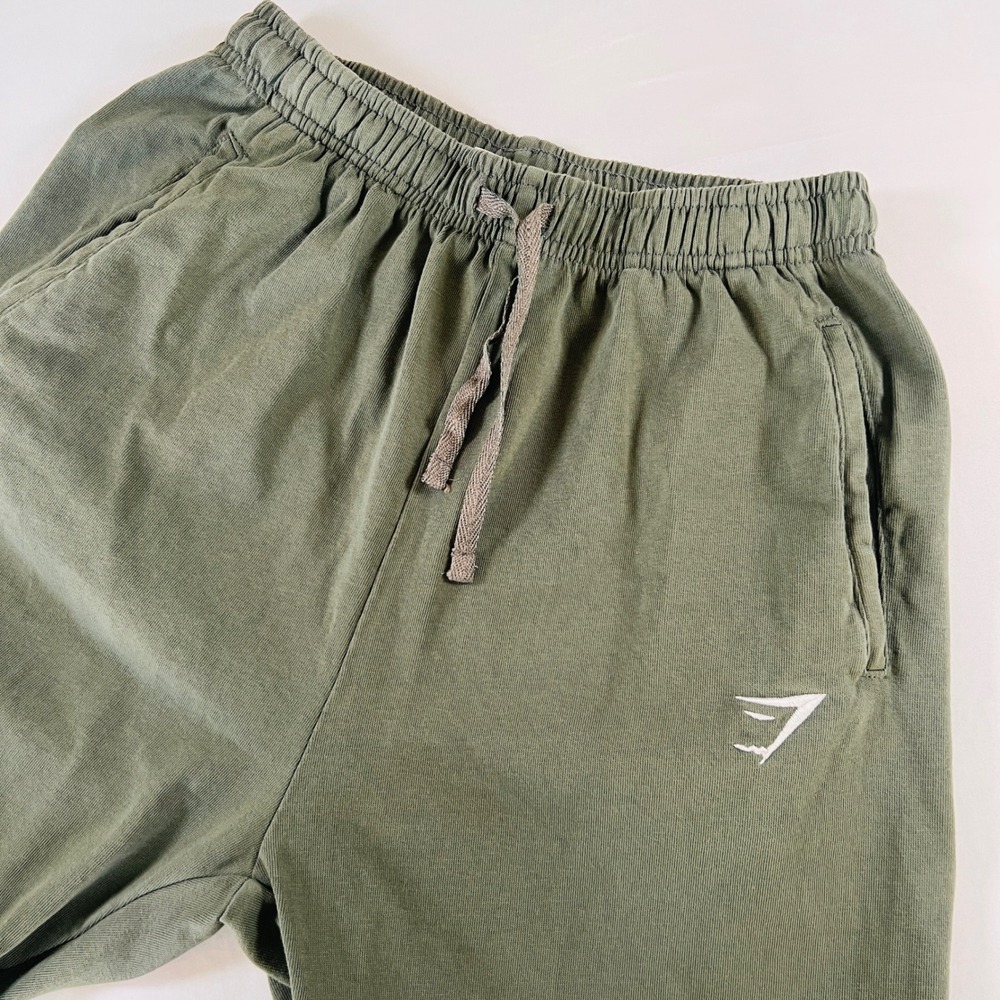 Gymshark Mens Small Olive Green Cotton Joggers Sweatpants Athleisure Lihtweight